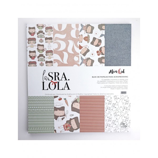 Bloc de 12" La Sra. Lola, para scrapbooking