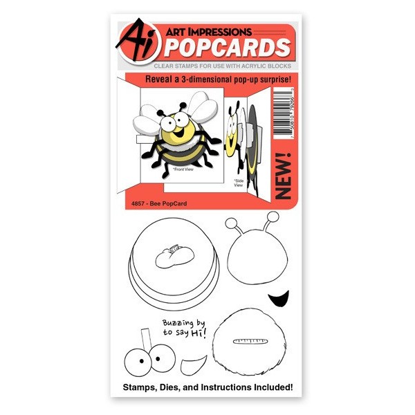 Rubber stamps & dies. Bee popcard