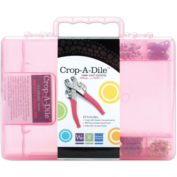 Crop-a-dile case & eyelets. Pink