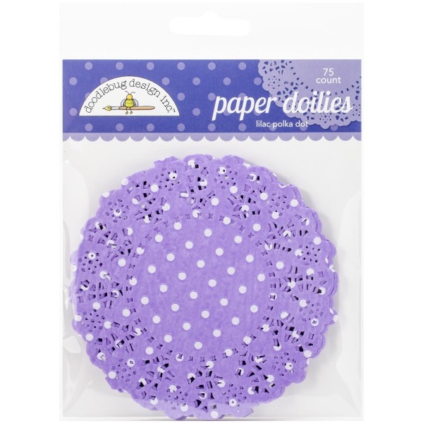 Lilac polka dot doilies