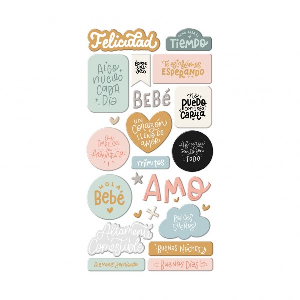 Baby M. Die cuts chipboard frases