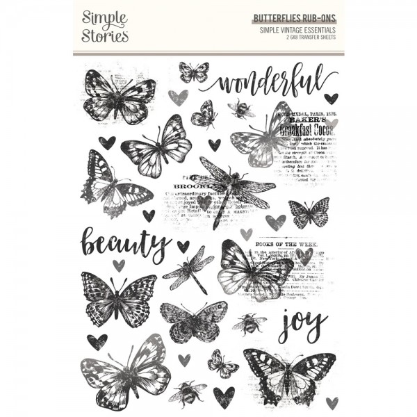 Simple Vintage Essentials Rub Ons Butterflies