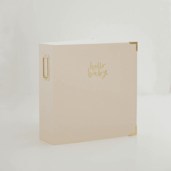 Album de tela 6x8" lomo ancho HELLO BABY BEIGE