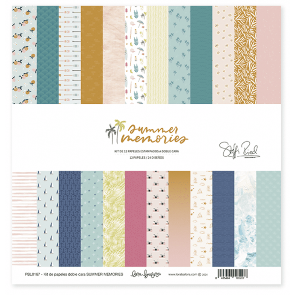 SUMMER MEMORIES - Kit de 12 papeles estampados a doble cara